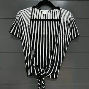 White House Black Market Black and White Striped Shrug